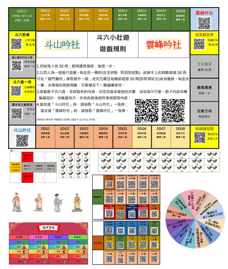 斗六小壯遊桌遊圖紙與道具