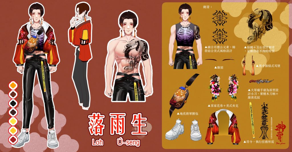 落雨生角色三視圖（資料來源：截圖自神霄Sîn-siau FB臉書專頁）