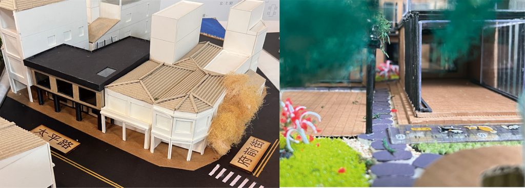 間光，棲息 設計過程發展 (左：基地配置、右：植物內院)